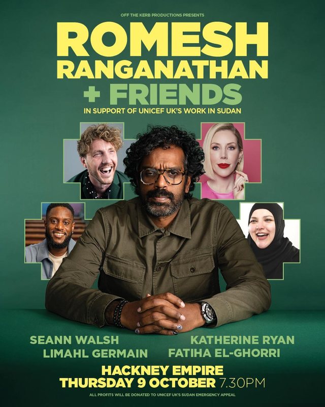 Romesh Ranganathan + Friends at Hackney Empire on Thu 9th October 2025 Flyer