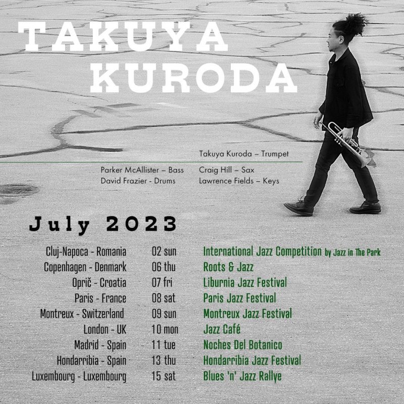 Takuya Kuroda at Jazz Cafe on Mon 10th July 2023 Flyer