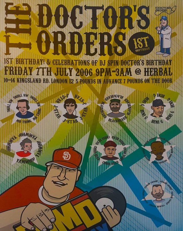 The Doctors Orders 1st BIRTHDAY at Herbal on Fri 7th July 2006 Flyer