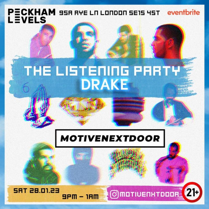 The Listening Party - Drake at Peckham Levels on Sat 28th January 2023 Flyer
