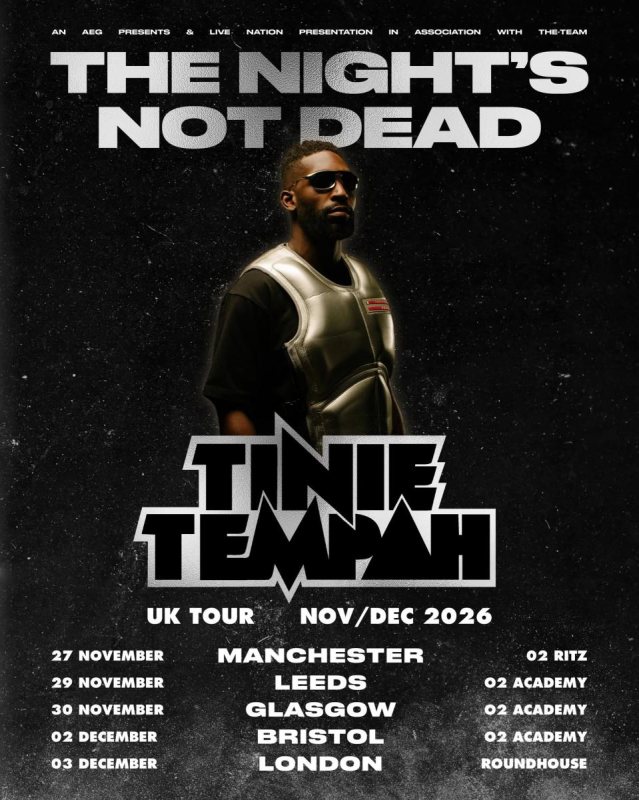 Tinie Tempah at The Roundhouse on Thu 3rd December 2026 Flyer