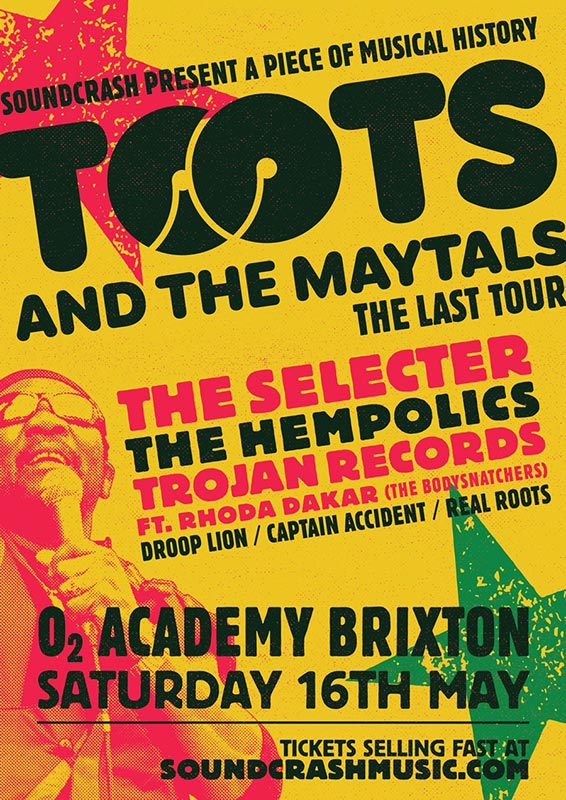 Toots & The Maytals  at Brixton Academy on Sat 16th May 2020 Flyer