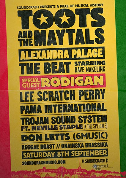 Toots & The Maytals at Alexandra Palace on Sat 8th September 2018 Flyer