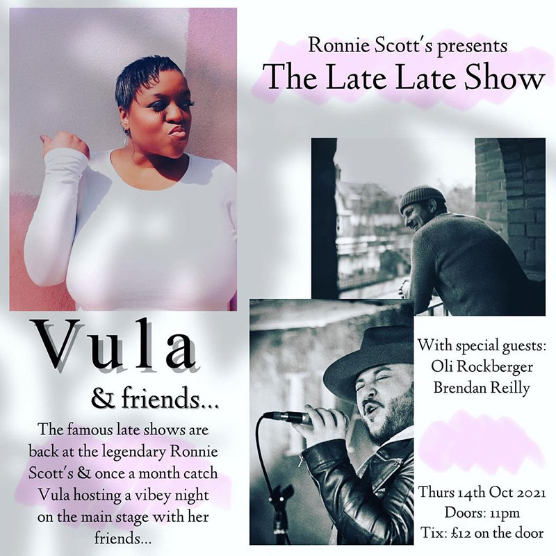 Vula & Friends at Ronnie Scotts on Thu 14th October 2021 Flyer