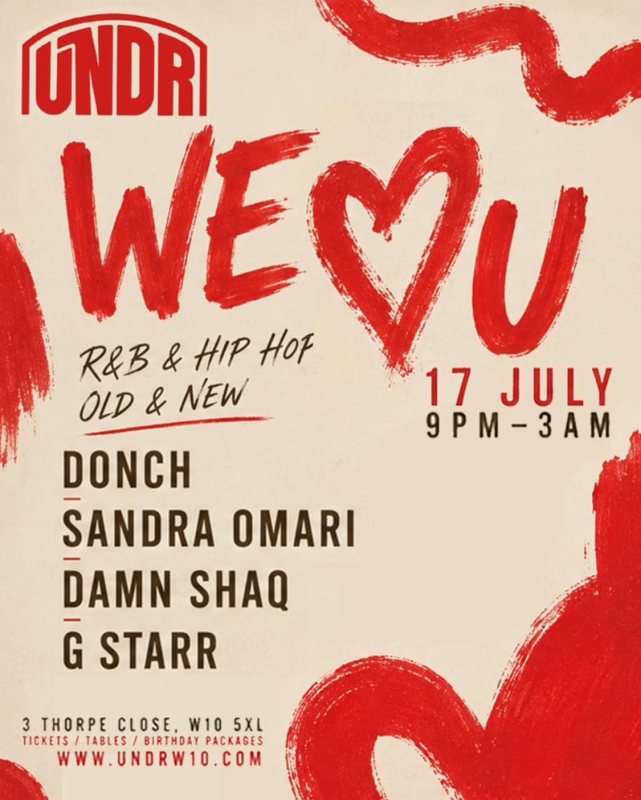We Love U at UNDR on Fri 17th July 2026 Flyer