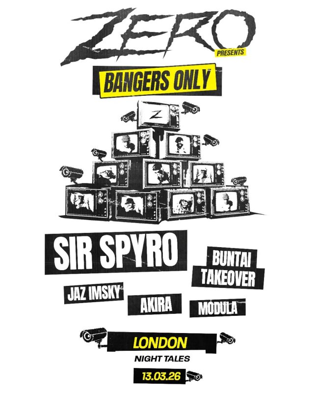 ZERO presents Bangers Only at Night Tales on Fri 13th March 2026 Flyer